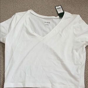 Cropped V cut white shirt